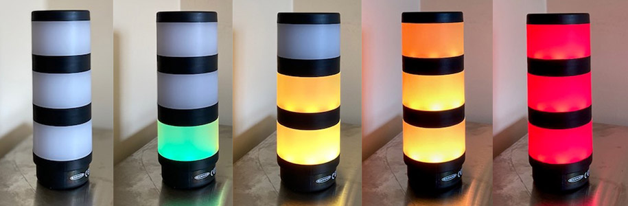 close up views of the color tower light indicator add-on